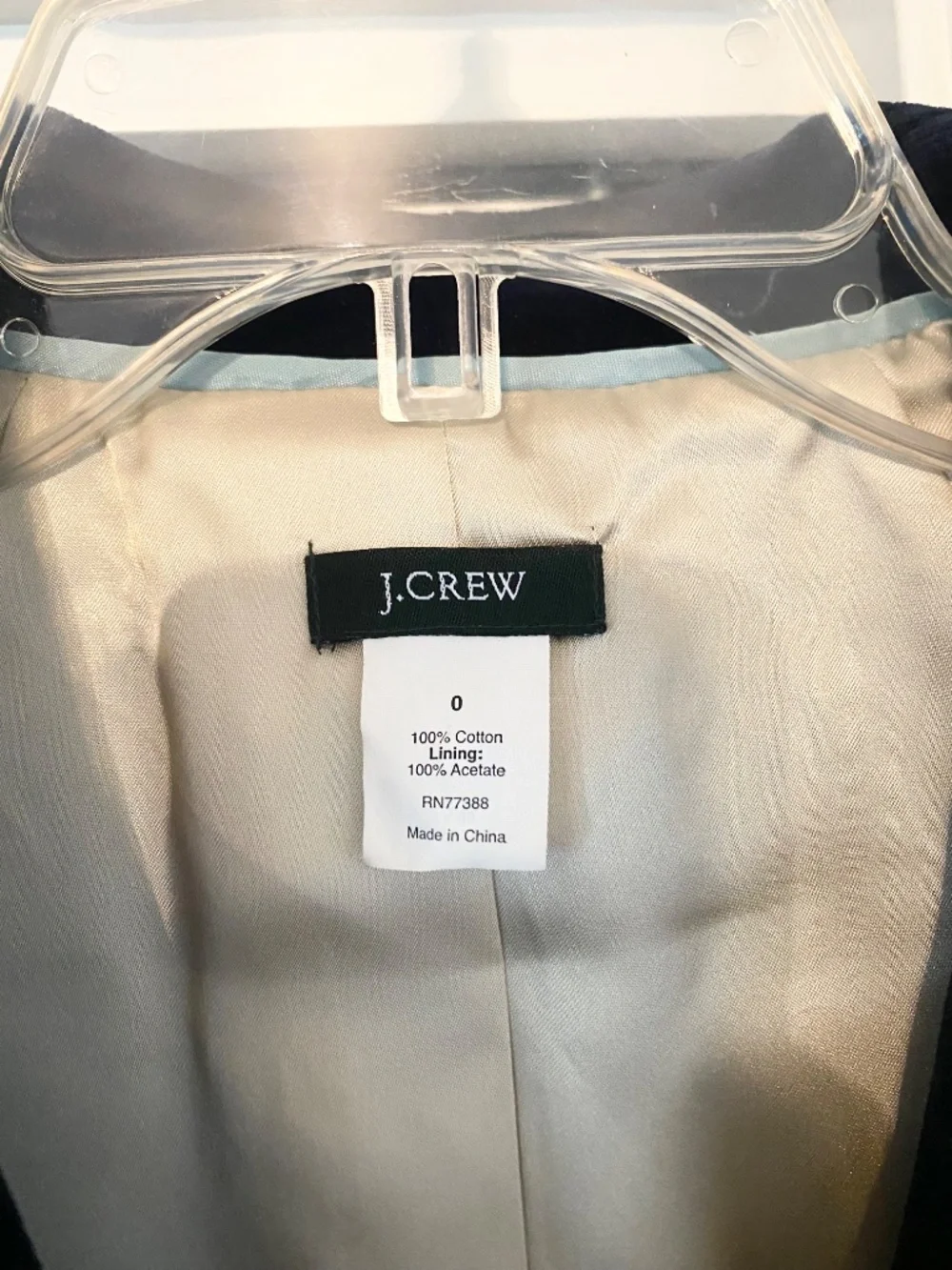J. Crew Navy Blue Velvet Peplum Blazer Size 0